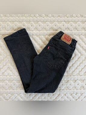 (C) Levi’s 511 Slim Flex Jeans Boys Size 10 Black Wash Adjustable Waist Denim